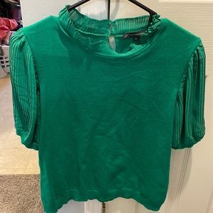 Cute blouse, knit and sheer fabric, size medium, easy care instructions